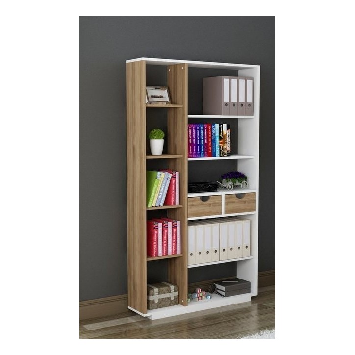 Bibliothèque LUMA 80 cm noyer et blanc Bibliothèque LUMA 80 cm noyer et blanc