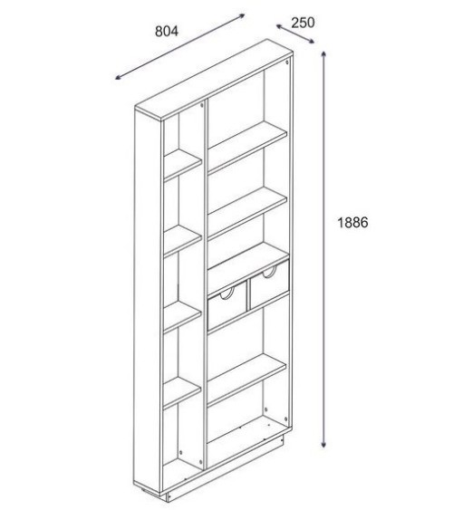 Bibliothèque LUMA 80 cm noyer et blanc