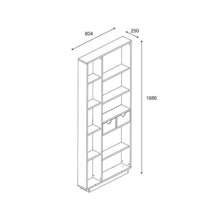 Bibliothèque LUMA 80 cm noyer et blanc Bibliothèque LUMA 80 cm noyer et blanc