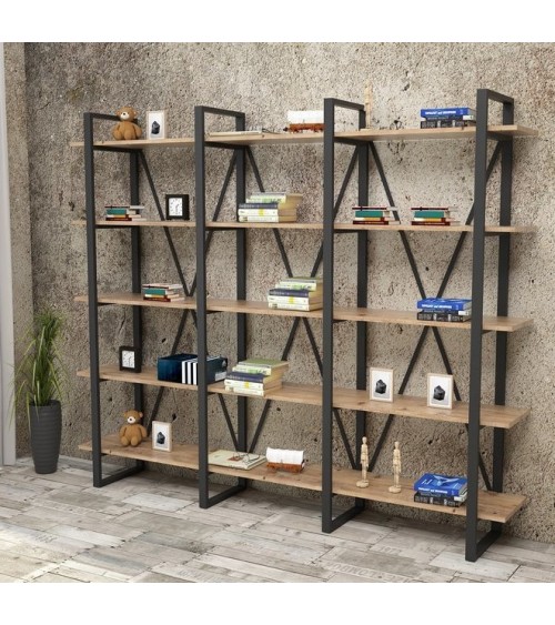 Bibliothèque IRONE 220 CM bois et métal
