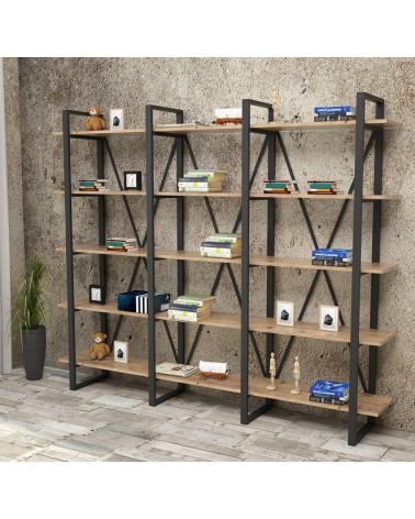 Bibliothèque IRONE 220 CM bois et métal