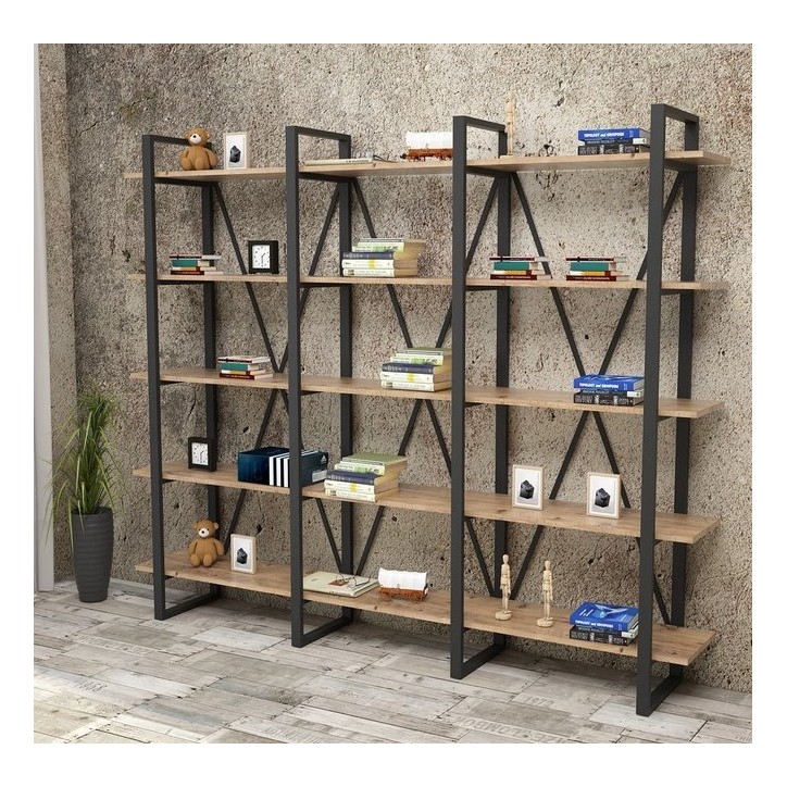 Bibliothèque IRONE 220 CM bois et métal