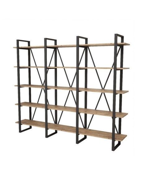 Bibliothèque IRONE 220 CM bois et métal