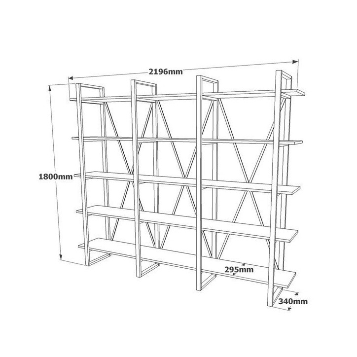 Bibliothèque IRONE 220 CM bois et métal