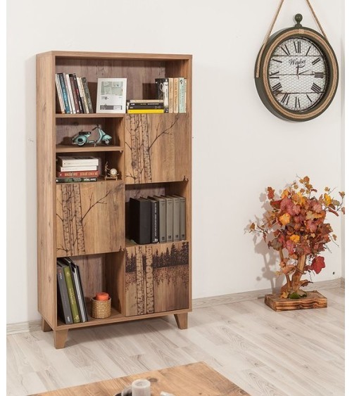 Bibliothèque FLORE 753 bois et motifs 80 cm