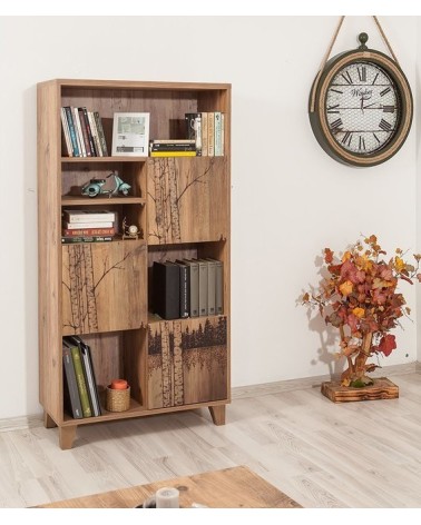 Bibliothèque FLORE 753 bois et motifs 80 cm