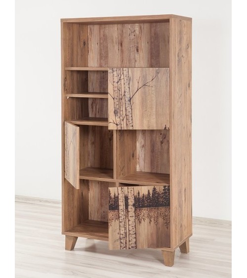 Bibliothèque FLORE 753 bois et motifs 80 cm