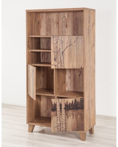 Bibliothèque FLORE 753 bois et motifs 80 cm