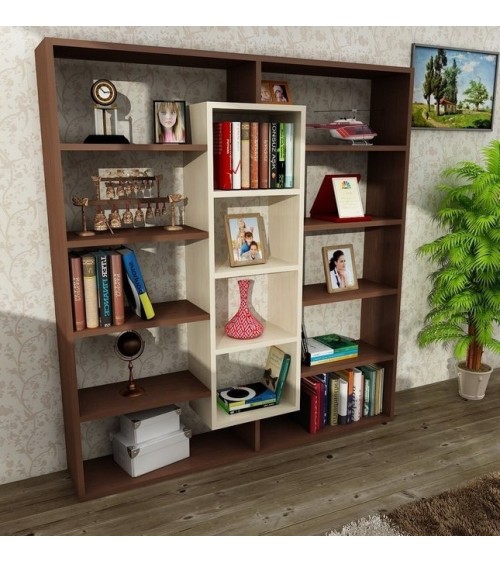 Bibliothèque GRANDE Wengé - érable 125 cm