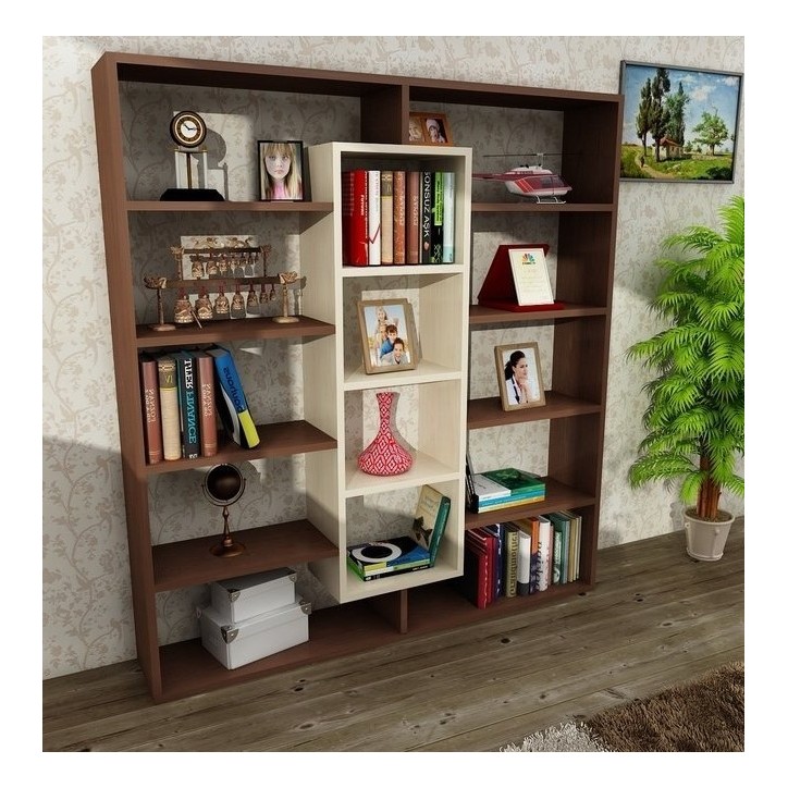 Bibliothèque GRANDE Wengé - érable 125 cm