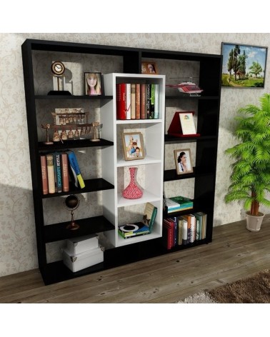 Bibliothèque GRANDE Noir - blanc 125 cm