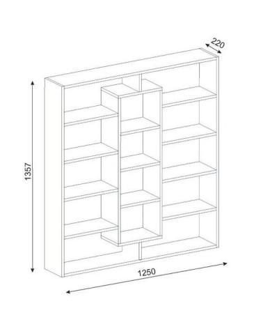 Bibliothèque GRANDE Noir - blanc 125 cm