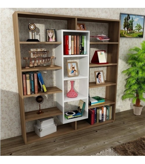 Bibliothèque GRANDE Noyer - blanc 125 cm