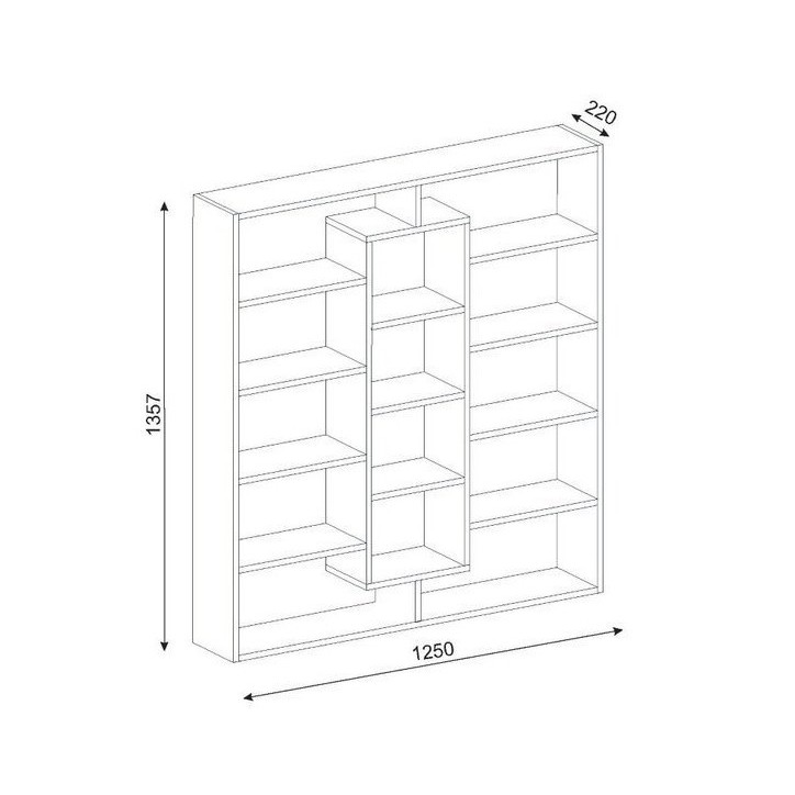 Bibliothèque GRANDE Noyer - blanc 125 cm