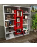 Bibliothèque GRANDE Blanc - rouge 125 cm