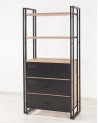Bibliothèque COSMO CORTEX 90 cm bois et métal noir