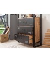 Bibliothèque COSMO CORTEX 90 cm bois et métal noir