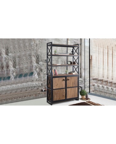 Bibliothèque AGENA 106 cm bois et métal noir