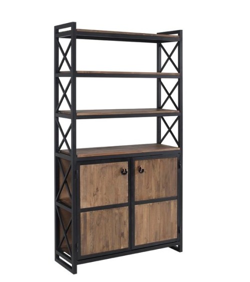 Bibliothèque AGENA 106 cm bois et métal noir