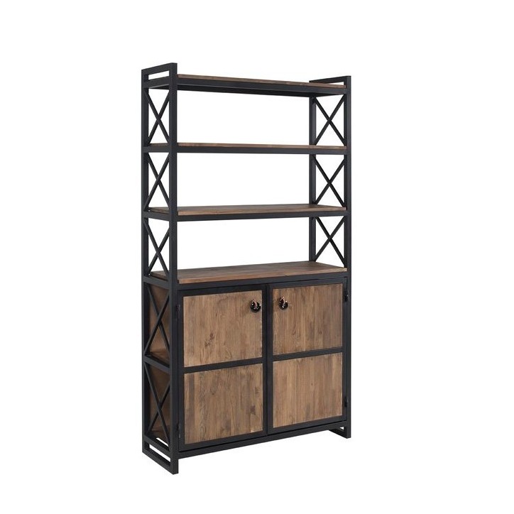 Bibliothèque AGENA 106 cm bois et métal noir