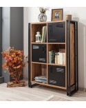 Bibliothèque COSMO NEVA 89 cm bois et métal noir