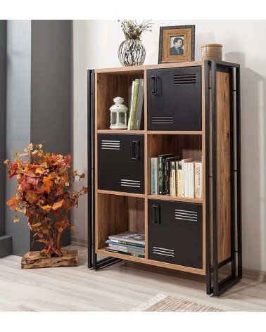 Bibliothèque COSMO NEVA 89 cm bois et métal noir