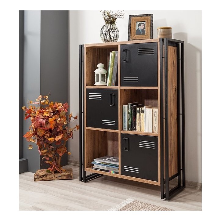 Bibliothèque COSMO NEVA 89 cm bois et métal noir