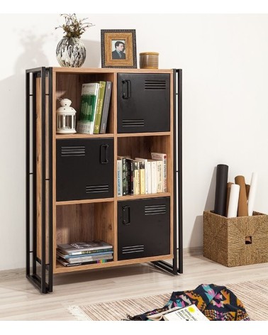 Bibliothèque COSMO NEVA 89 cm bois et métal noir