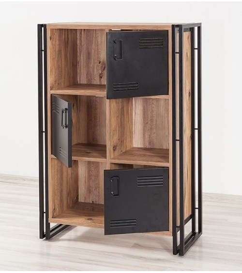 Bibliothèque COSMO NEVA 89 cm bois et métal noir