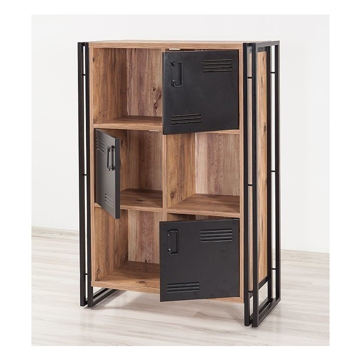 Bibliothèque COSMO NEVA 89 cm bois et métal noir