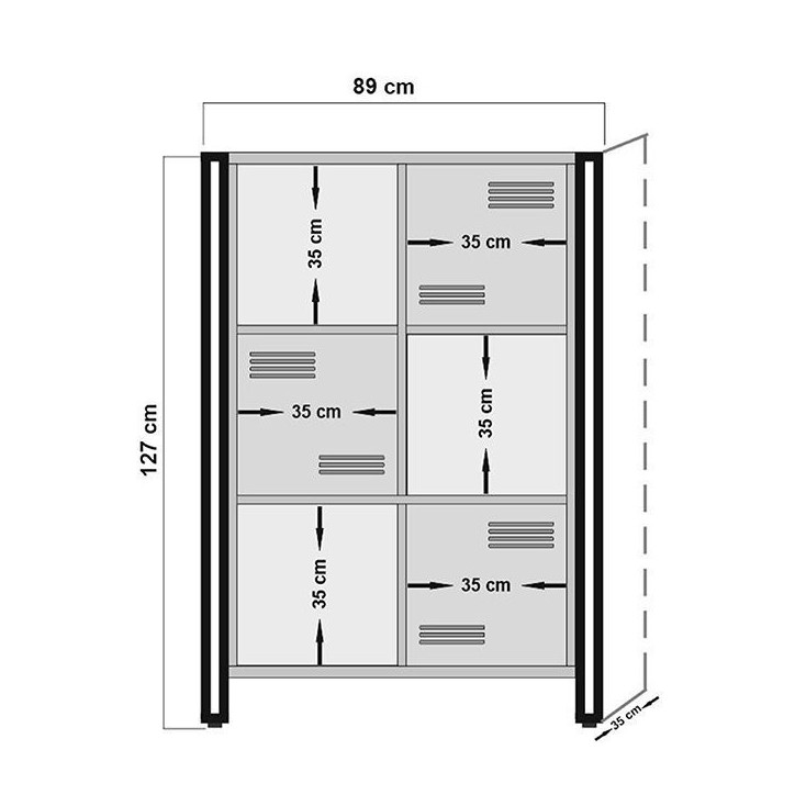 Bibliothèque COSMO NEVA 89 cm bois et métal noir