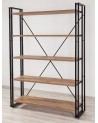 Bibliothèque 130 cm et table d'appoint 50 cm FIX bois et métal noir