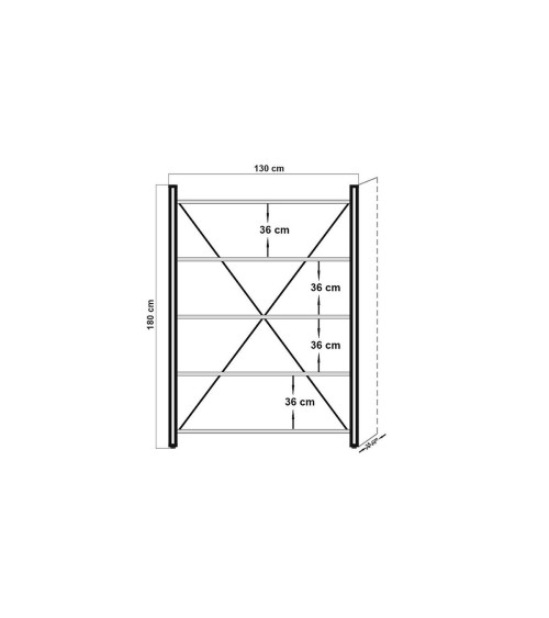Bibliothèque 130 cm et table d'appoint 50 cm FIX bois et métal noir