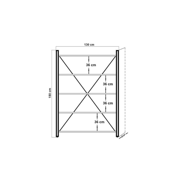 Bibliothèque 130 cm et table d'appoint 50 cm FIX bois et métal noir