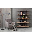 Bibliothèque LOFT bois et métal noir 120 cm