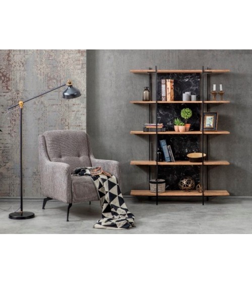 Bibliothèque LOFT bois et métal noir 120 cm