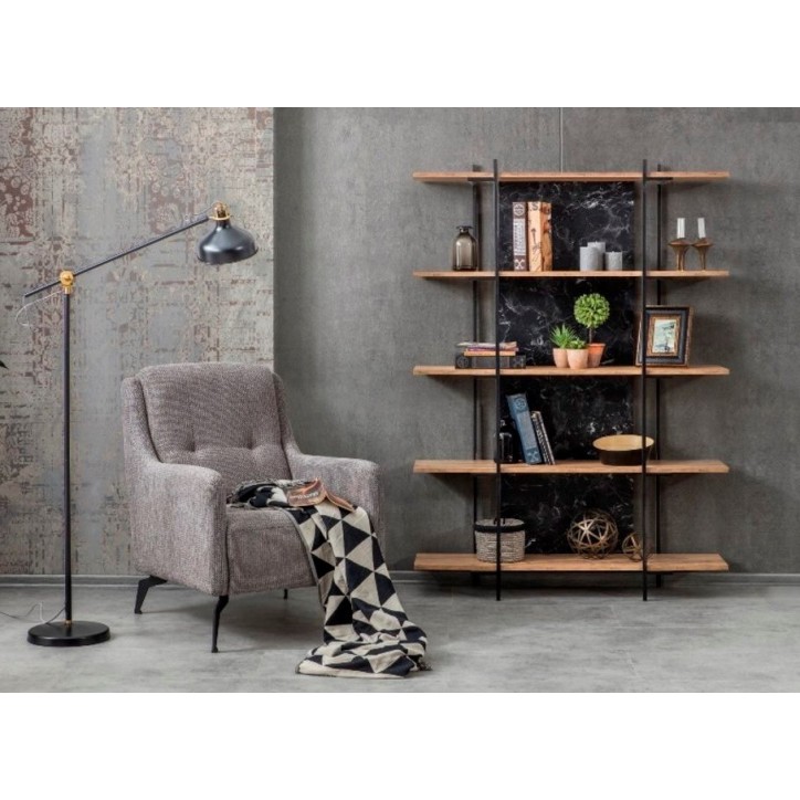 Bibliothèque LOFT bois et métal noir 120 cm
