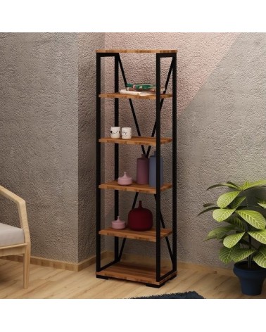 Bibliothèque PRIMON noyer et métal 51 cm
