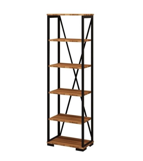 Bibliothèque PRIMON noyer et métal 51 cm