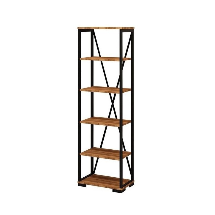 Bibliothèque PRIMON noyer et métal 51 cm