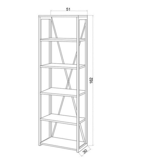 Bibliothèque PRIMON noyer et métal 51 cm