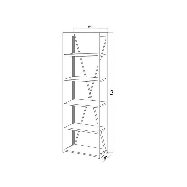 Bibliothèque PRIMON noyer et métal 51 cm
