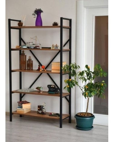 Bibliothèque PRADO 180 CM bois et metal noir