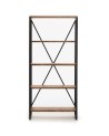 Bibliothèque MIRAY 80 cm noyer et metal noir