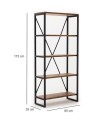 Bibliothèque MIRAY 80 cm noyer et metal noir