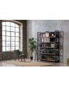 Bibliothèque CAYANNE 160 cm noyer avec échelle 25 cm