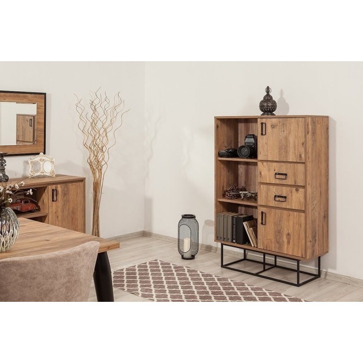 Bibliothèque TAXON bois et métal 93 cm