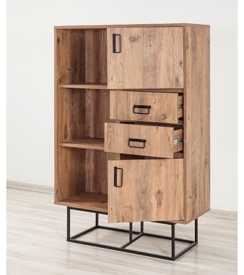 Bibliothèque TAXON bois et métal 93 cm