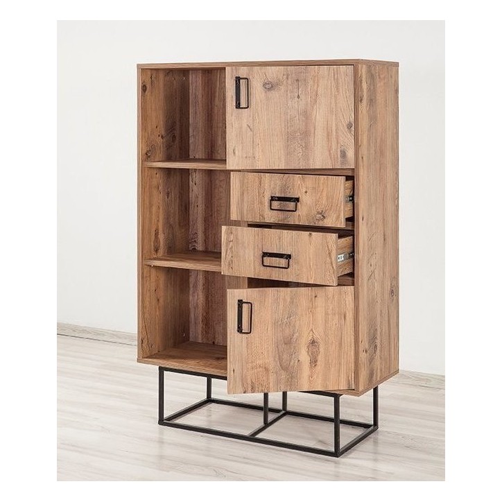 Bibliothèque TAXON bois et métal 93 cm