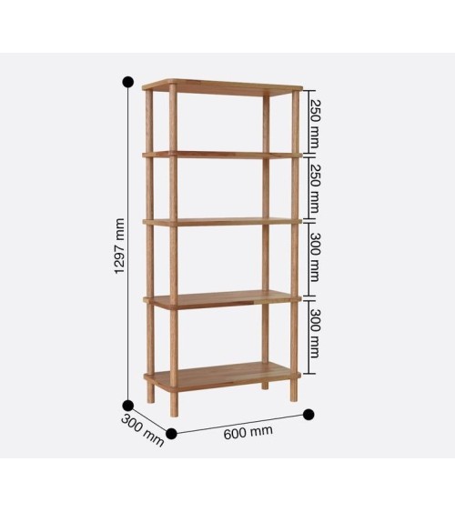 Bibliothèque DEMONTHA 60 x 129 CM hêtre